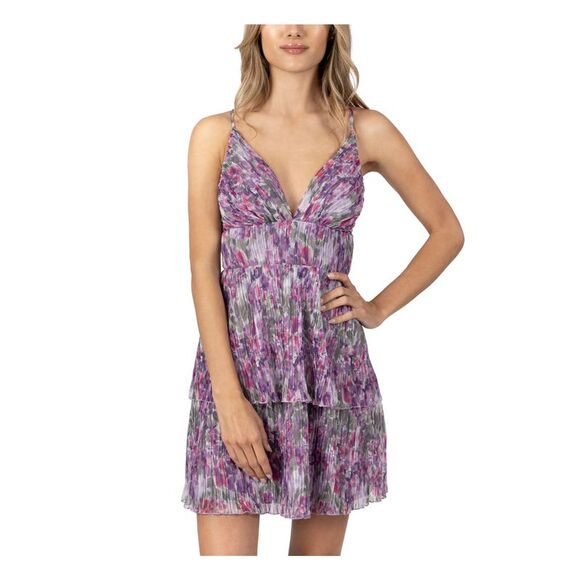 SPEECHLESS Dresses & Skirts - SPEECHLESS Womens Skirt; Spaghetti Strap V Neck Above The Knee Fit + Flare Dress